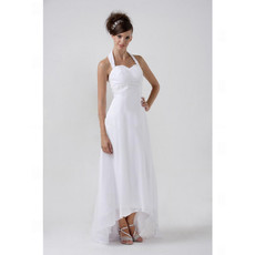 Designer Simple Empire Halter High Low Chiffon Wedding Dress