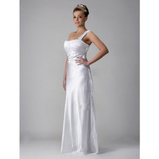 Custom Vintage Sheath/ Column One Shoulder Floor Length Wedding Dress