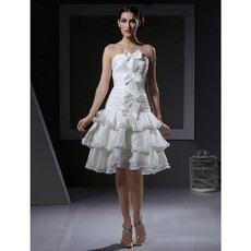 Inexpensive Charming A-Line Strapless Short Informal Wedding Dress
