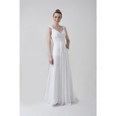 Modern Elegant A-Line V-Neck Floor Length Chiffon Wedding Dress