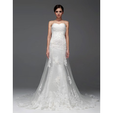 Modern Sheath/ Column Sweetheart Chapel Train Wedding Dress