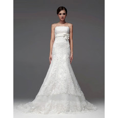 Elegant Mermaid/ Trumpet Strapless Chapel Train Wedding Dress