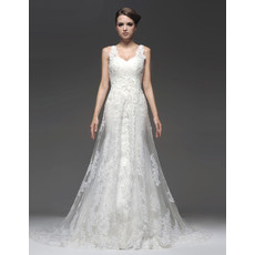 Classic Sheath/ Column Sweetheart Chapel Train Wedding Dress