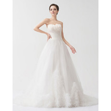 Chic A-Line Sweetheart Court Train Organza Wedding Dress