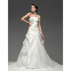 Classic Modern A-Line Strapless Court Train Wedding Dress