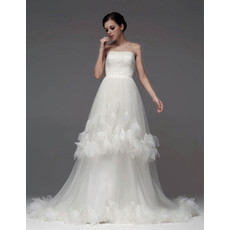 Classic A-Line Strapless Chapel Train Wedding Dress