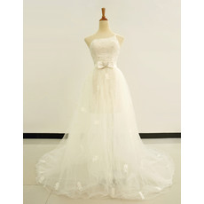 Simple Sheath/ Column One Shoulder Wedding Dress with Detachable Train