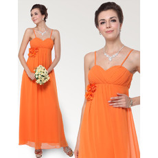 Custom Empire Spaghetti Straps Ankle Length Chiffon Bridesmaid Dress