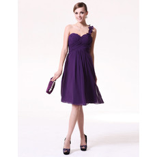 Inexpensive Designer A-Line One Shoulder Short Chiffon Bridesmaid Dress for Maid of honour