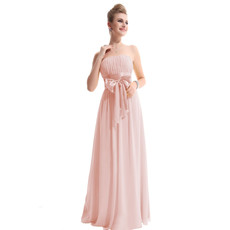 Cheap Designer Elegant Strapless Floor Length Chiffon Bridesmaid Dress for Maid of honour