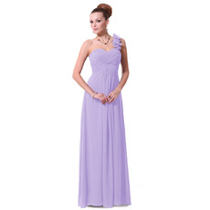 Elegant Designer One Shoulder Floor Length Chiffon Bridesmaid Dress for Maid of honour