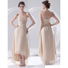 Beautiful Sheath Strapless High Low Chiffon Evening Prom Dress for Women