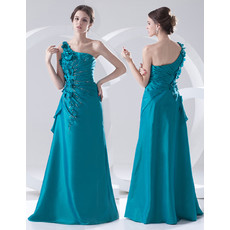 Beautiful Sheath One Shoulder Floor Length Satin Prom Evening Dress for Women