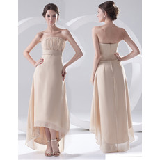 Designer Sheath Strapless Asymmetric Chiffon Prom Evening Dress