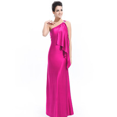 Women's One Shoulder Sheath/ Column Satin Long Prom Evening Dress for Sale