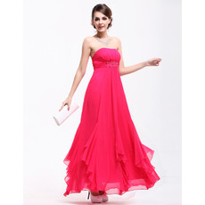 Women's A-Line Strapless Chiffon Ankle Length Prom Evening Dress for Sale