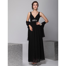 Cheap Custom Designer V-Neck Chiffon Ankle Length Sheath Evening/ Prom Dress for Women