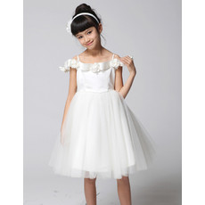 Princess A-Line Spaghetti Straps Knee Length Flower Girls Dress for Wedding