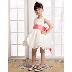 Lovely A-Line Short Satin Little Girls Pageant Party Dress