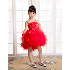 Pretty Ball Gown Spaghetti Straps Short Little Girls Pageant Party Dress