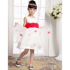 Beautiful A-Line Short Satin Little Girls Pageant Party Dress