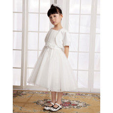 Little Girls Lovely A-Line Knee Length Satin First Communion/ Flower Girl Dress