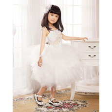 Ball Gown Knee Length Tulle Flower Girl Party Dress for Wedding