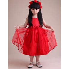 A-Line Knee Length Satin Organza Flower Girl Party Dress for Wedding