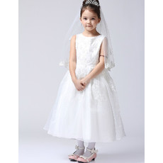 Lovely Ball Gown Tea Length First Communion/ Flower Girl Dress