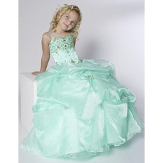 Beautiful Ball Gown Straps Floor Length Pick-Up Flower Girl Dress