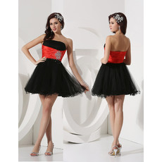 A-Line Strapless Short/ Mini Organza Homecoming Party Dress for Girls