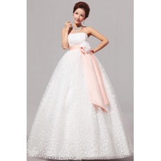 Modern Empire Strapless Floor Length Organza Dress for Spring Wedding