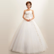 Modern Ball Gown Strapless Floor Length Organza Dress for Winter Wedding