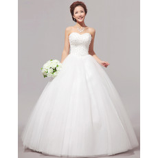 Custom Modern Beaded Ball Gown Sweetheart Floor Length Organza Wedding Dress