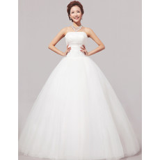 Cheap Modern Ball Gown Strapless Floor Length Organza Dress for Spring Wedding