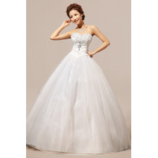 Custom Modern Ball Gown Sweetheart Floor Length Satin Organza Wedding Dress