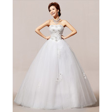 Inexpensive Modern Strapless Floor Length Organza Ball Gown Wedding Dress