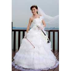Cheap Luxury Ball Gown Strapless Floor Length Tiered Skirt Wedding Dress for Spring