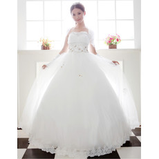 Beautiful Ball Gown Strapless Floor Length Beaded Dress for Spring Wedding