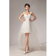 Amazing Informal Asymmetric High-Low Empire Straps Organza Wedding Dress