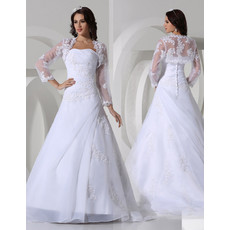 Classic A-Line Strapless Court Train Satin Wedding Dress