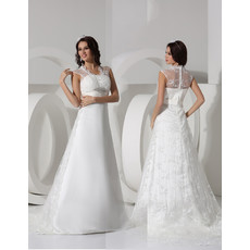 Modern Elegant A-Line Court Train Satin Wedding Dress for Spring Wedding