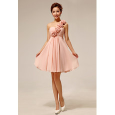 Discount Beautiful Elegant One Shoulder Chiffon Empire Short Bridesmaid Dress