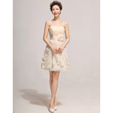 Cheap Designer Short Chiffon Strapless A-Line Bridesmaid Dress for Spring