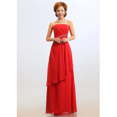 Classy Sheath Strapless Floor Length Chiffon Bridesmaid Dress for Wedding