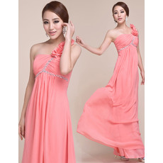 Beautiful One Shoulder Empire Chiffon Long Prom Evening for Women