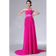 Affordable Designer One Shoulder High Waist Chiffon Column Long Prom Evening Dress for Women