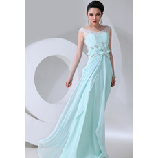 Affordable Designer Chiffon Sheath Scoop Long Prom Evening Dress for Women