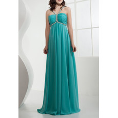 Affordable Chiffon Empire Waist Spaghetti Straps Long Prom Evening Dress for Women