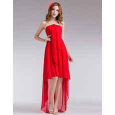 Charming High-Low Chiffon Strapless Prom Evening Dress for Summer